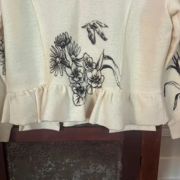 Anthropologie sleeping on snow Peplum Cardigan Cream With Pockets Size Large - Picture 6 of 7